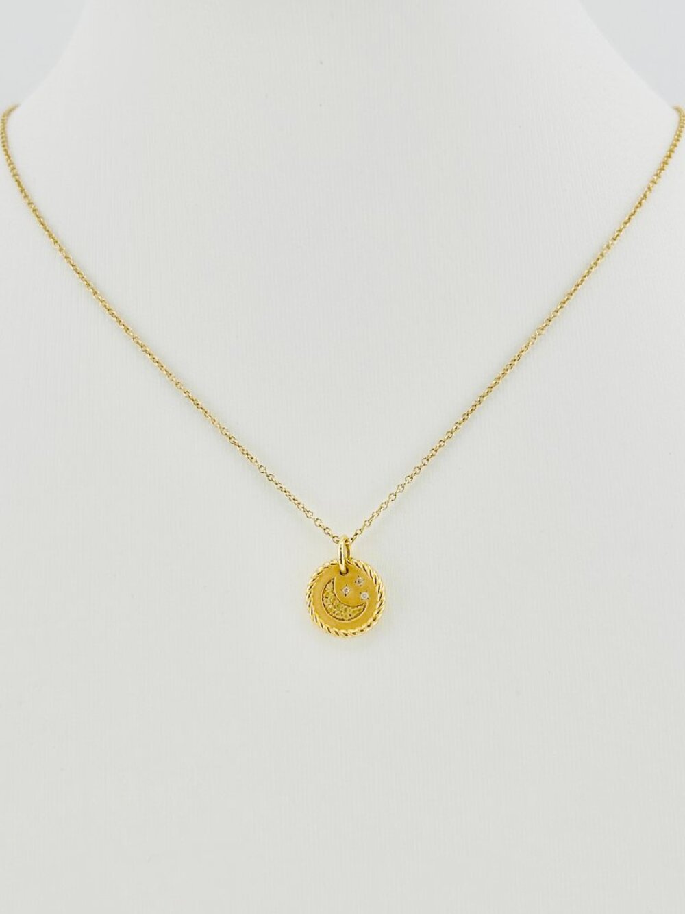 David Yurman Moon & Stars Necklace w/ 18K Gold, Yellow Sapphires & Diamonds 18"
